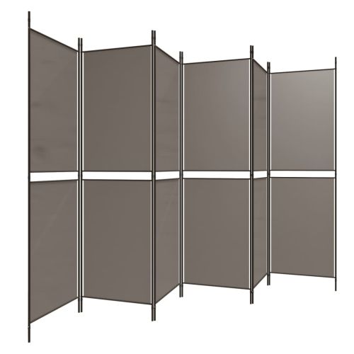 Параван за стая, 6 панела, антрацит, 300x180 cм, текстил