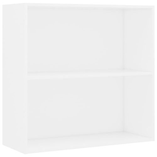 2-етажна библиотека, бяла, 80x30x76,5 см, инженерно дърво