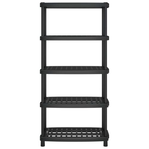 Стелаж за съхранение с 5 рафта, черен, 93,5x45,5x194,5 см, PP