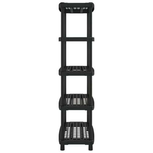 Стелаж за съхранение с 5 рафта, черен, 93,5x45,5x194,5 см, PP