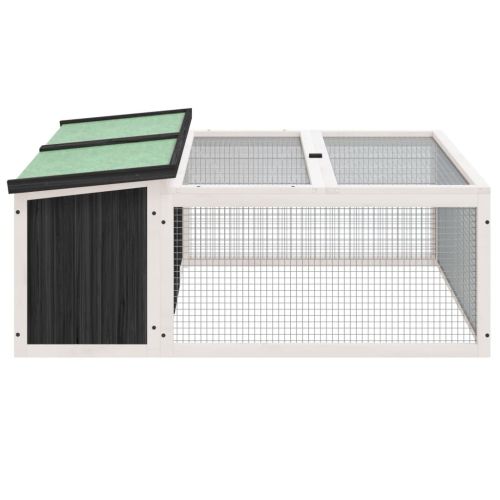 Клетка за зайци сива 117,5x97x47,5 см борово дърво масив