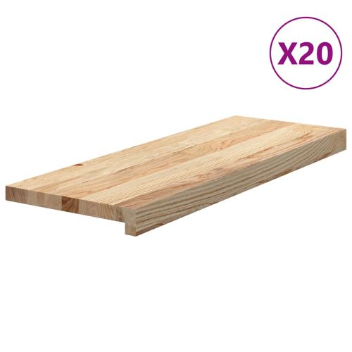 Стълбищни стъпала, 20 бр, 70x30x2 см, необработен масивен дъб