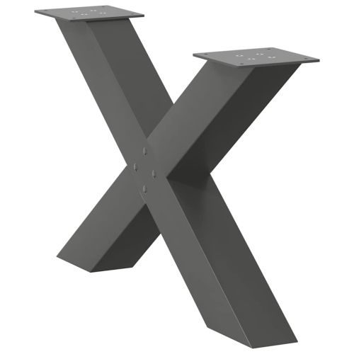 Крака за масичка за кафе, X-образни, 2 бр., антрацит, 70 x (42-43) см, стомана