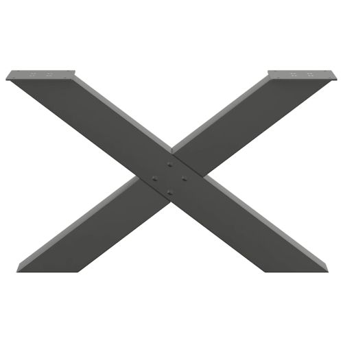 Крака за масичка за кафе, X-образни, 2 бр., антрацит, 70 x (42-43) см, стомана