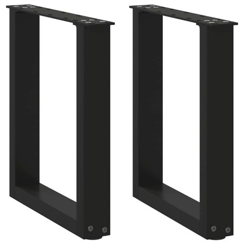 Крака за масичка за кафе, U-образни, 2 бр., черни, 28 x (42-43) см, стомана