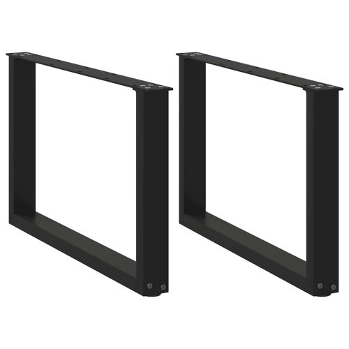 Крака за масичка за кафе, U-образни, 2 бр., черни, 60 x (42-43) см, стомана