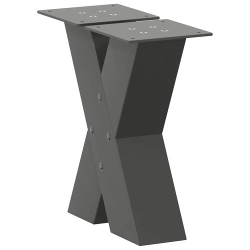 Крака за масичка за кафе, X-образни, 2 бр., антрацит, 30x(30-31) см, стомана