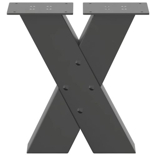 Крака за масичка за кафе, X-образни, 2 бр., антрацит, 30x(30-31) см, стомана