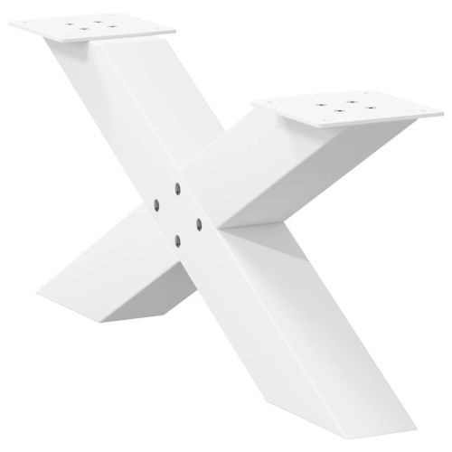 Крака за масичка за кафе, X-образни, 2 бр., бели, 70 x (30-31) см, стомана