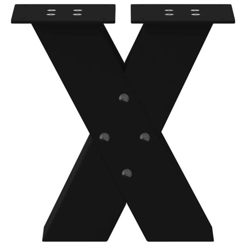 Крака за масичка за кафе, X-образни, 2 бр., черни, 40 x (30-31) см, стомана