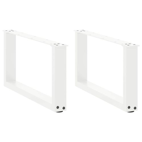 Крака за масичка за кафе, U-образни, 2 бр., бели, 60 x (30-31) см, стомана