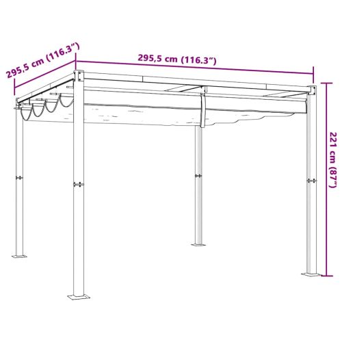 Градинска беседка с прибиращ се покрив Cream 3x3 m Steel