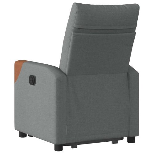 Електрически изправящ реклайнер стол, тъмносив, текстил