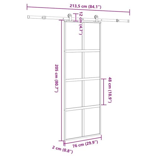 Плъзгаща се врата с обков 76x205 см Закалено стъкло&Алуминий