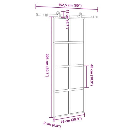 Плъзгаща се врата с обков 76x205 см Закалено стъкло&Алуминий