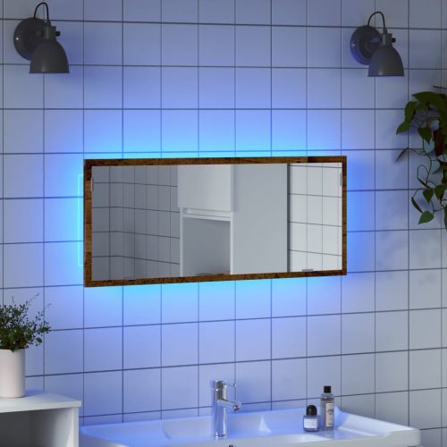 LED огледало за баня от старо дърво 100x8,5x37 cm