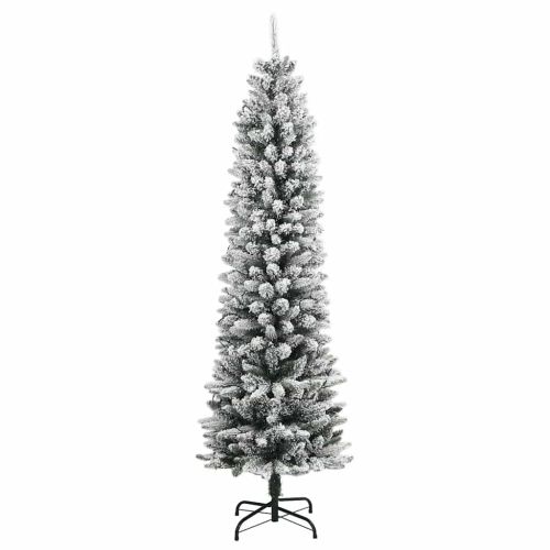 Изкуствена коледна елха, 150 LED и флокиран сняг, 120 см