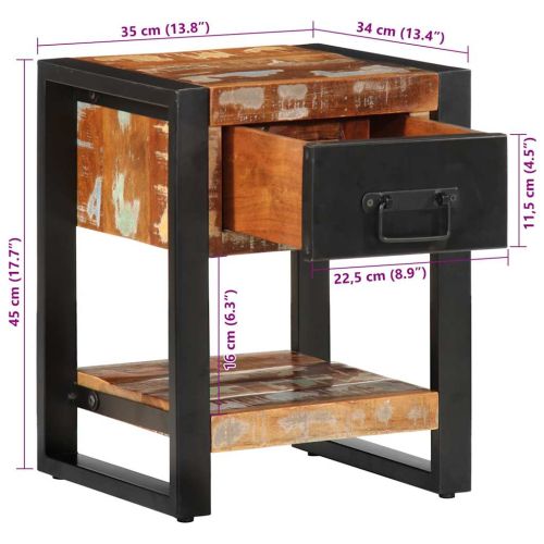 Нощно шкафче Multicolour Масивна дървесина Възстановена