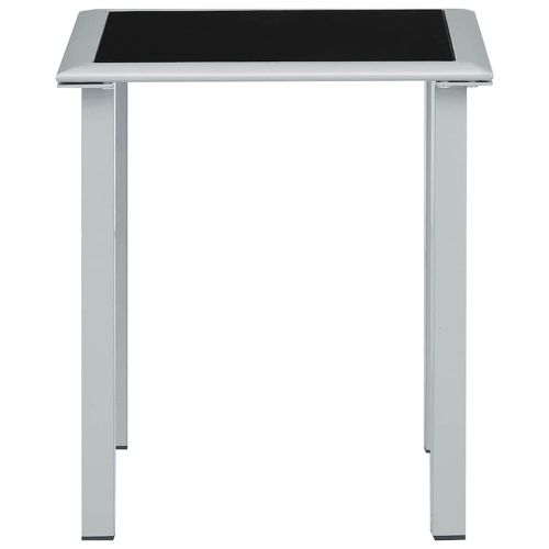 310541 Garden Table Black and Silver 41x41x45 cm Steel and Glass