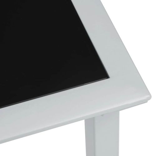 310541 Garden Table Black and Silver 41x41x45 cm Steel and Glass
