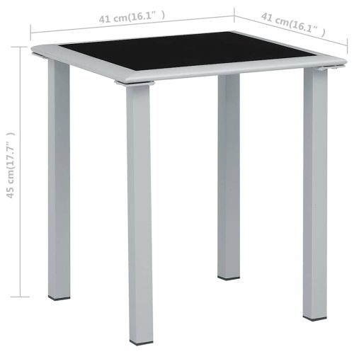 310541 Garden Table Black and Silver 41x41x45 cm Steel and Glass