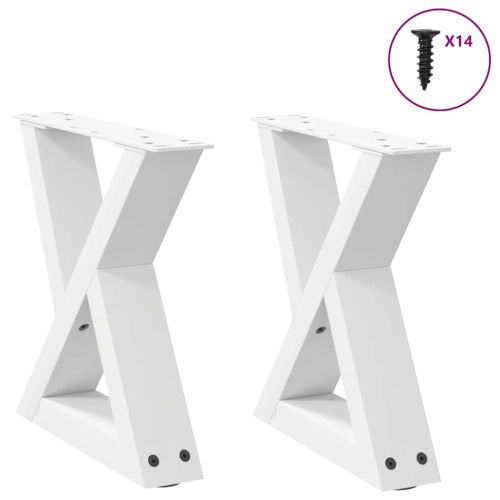 Крака за масичка за кафе, 2 бр., бели, 40 x (30-31,3) см, стомана