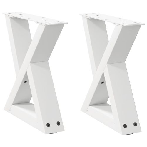 Крака за масичка за кафе, 2 бр., бели, 40 x (30-31,3) см, стомана