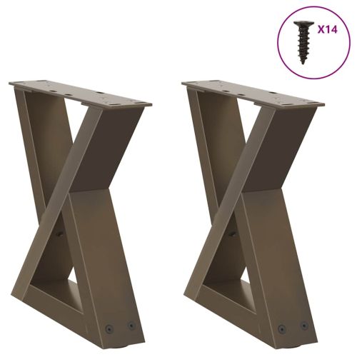 Крака за масичка за кафе, 2 бр., естествена стомана, 40 x (30-31,3) см, стомана