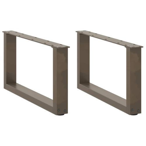 Крака за масичка за кафе, U-образни, 2 бр., естествена стомана, 60 x (30-31) см, стомана