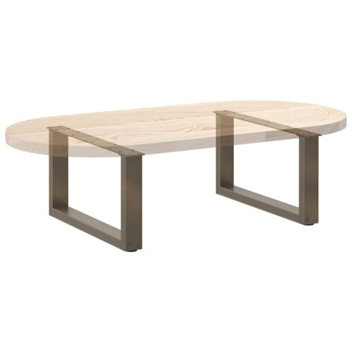 Крака за масичка за кафе, U-образни, 2 бр., естествена стомана, 60 x (30-31) см, стомана
