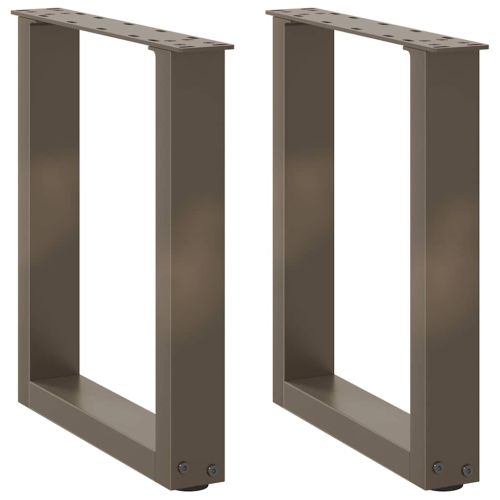 Крака за масичка за кафе, U-образни, 2 бр., естествена стомана, 38 x (42-43) см, стомана