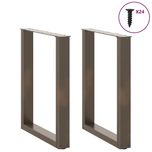 Крака за трапезна маса, U-образни, 2 бр., естествена стомана, 60 x (72-73) см, стомана