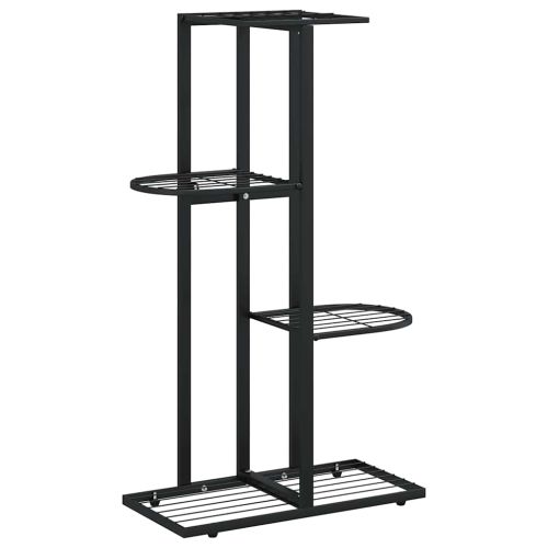 4-етажна поставка за цветя, 43x22x76 см, черен, метал