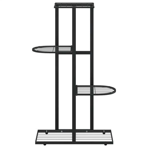 4-етажна поставка за цветя, 43x22x76 см, черен, метал