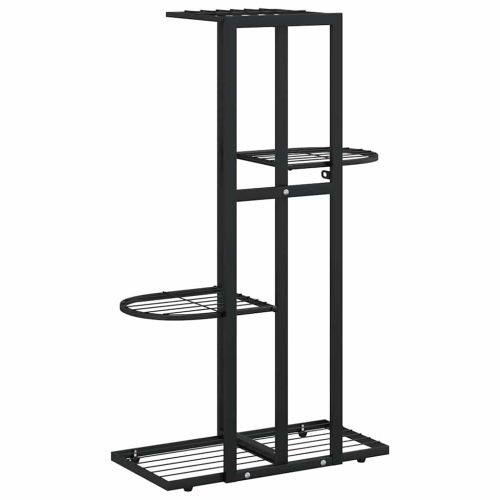 4-етажна поставка за цветя, 43x22x76 см, черен, метал