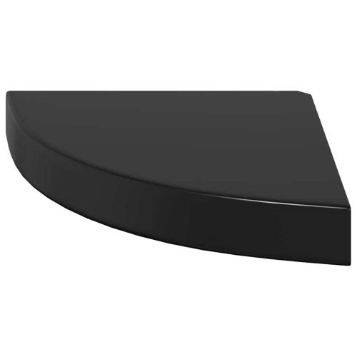 Окачени ъглови рафтове, 4 бр, черен гланц, 25x25x3,8 см, МДФ