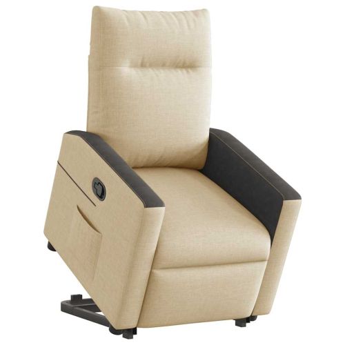 Изправящ реклайнер стол, кремав, текстил