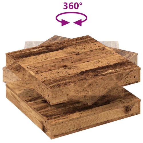 Холна маса, въртяща се на 360 градуса, от старо дърво, 70x70x34,5 см