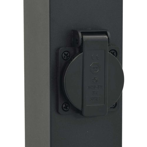 Осветителна колона с контакт 110 см, черна, IP44