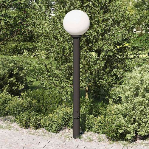 Осветителна колона с контакт 120 см, черна, IP44