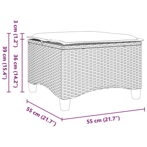 Градински столове с възглавници, 2 бр., черни, 55x55x36 см, полиратан