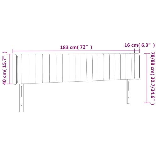 Горна табла за легло, таупе, 183x16x78/88 см, плат