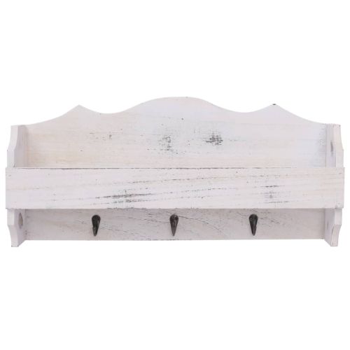 Стенна закачалка за палта, бяла, 50x10x23 см, дърво