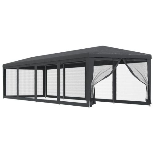 Парти палатка с 10 мрежести странични стени антрацит 3x12м HDPE