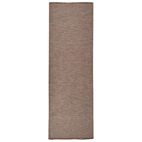Градински плоскотъкан килим, 80x250 см, кафяв