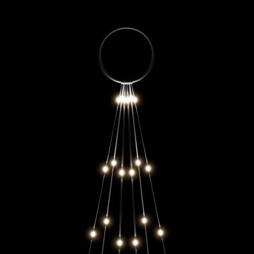 Коледна елха на флагщок, студено бяло, 108 LED, 180 см