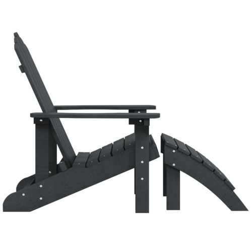 Градински стол Adirondack с табуретка, HDPE, антрацит