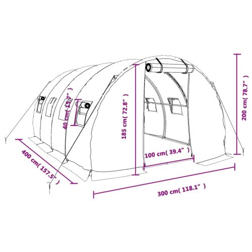 Оранжерия със стоманена рамка зелена 12 м² 4x3x2 м