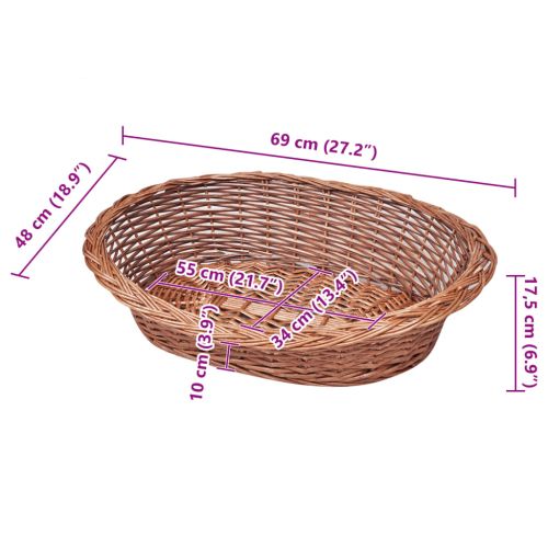 Върбова кошница/легло за куче, естествен цвят, 69 см