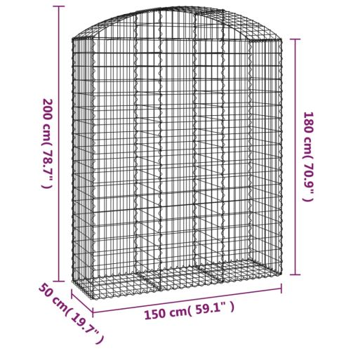 Дъговидна габионна кошница 150x50x180/200 см поцинковано желязо